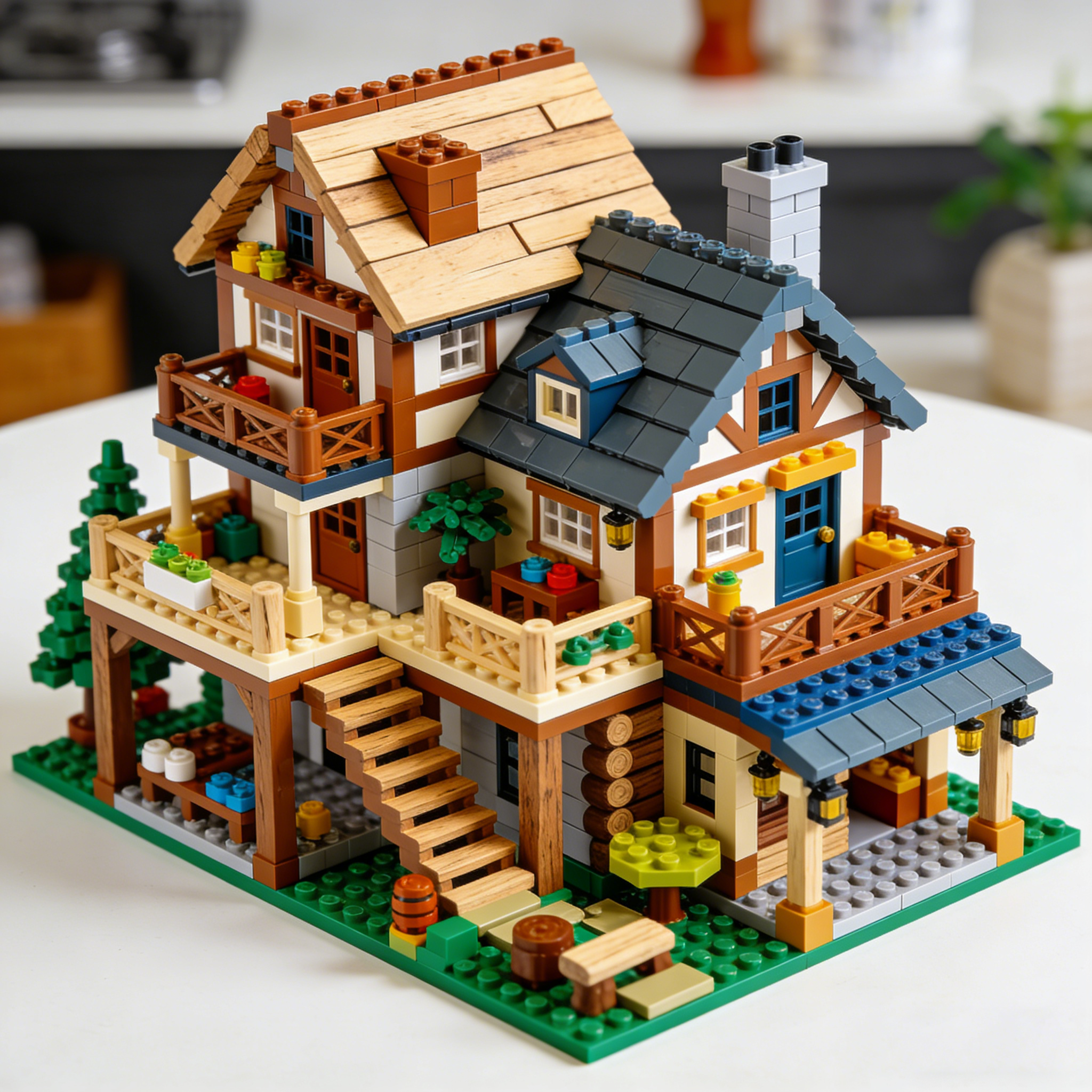 Charming Two-Story House Building Block Set